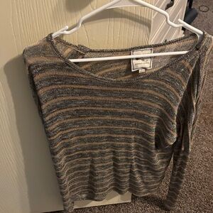 Pink Rose Metallic Striped Top